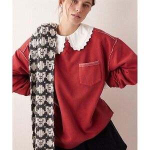 Free People We The Free Wallace Pullover  XS NWOT Red